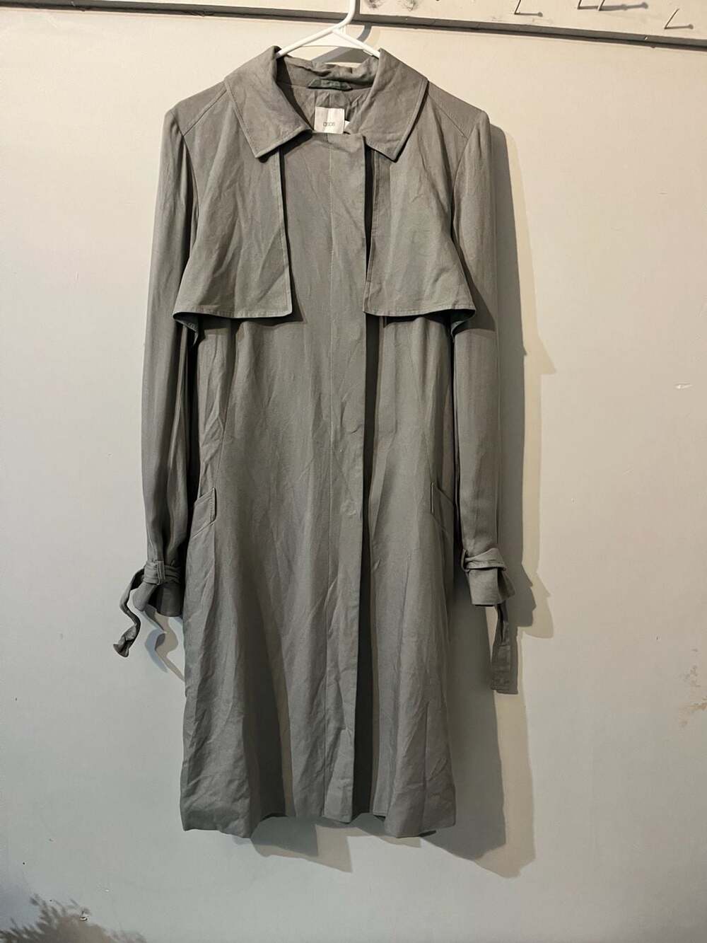 ASOS Maternity Sage Green Longline Trench Coat with Cuffed Sleeves 003-0071